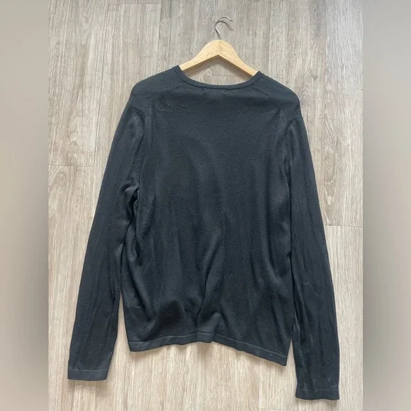 Banana Republic Silk Cashmere Sweater Black Lightweight Crewneck Pullover Size L - Picture 3 of 5